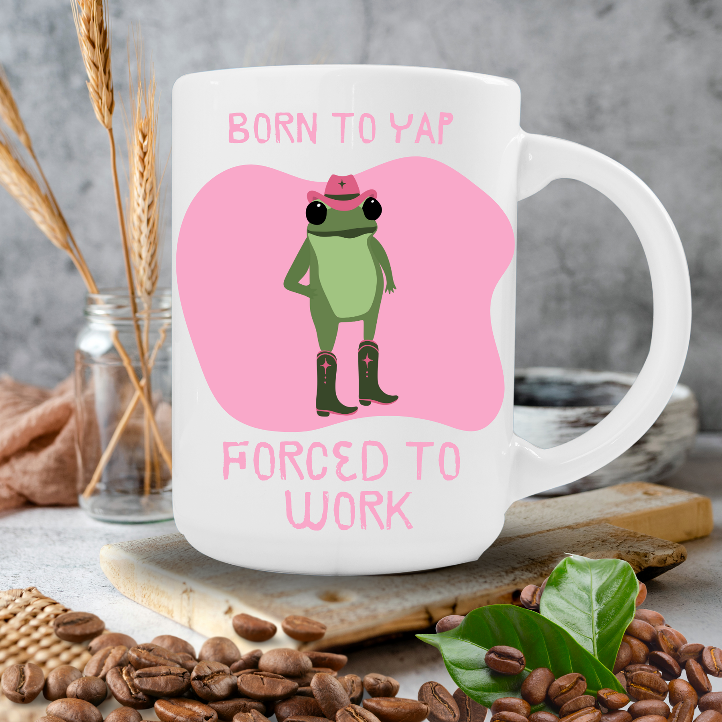 certified chatterbox mug- Born to Yap Forced to Work MUG, Cowboy Frog Coffee Mug, Cute Frog, Funny Viral Meme, Novelty Cup, gift for Sister