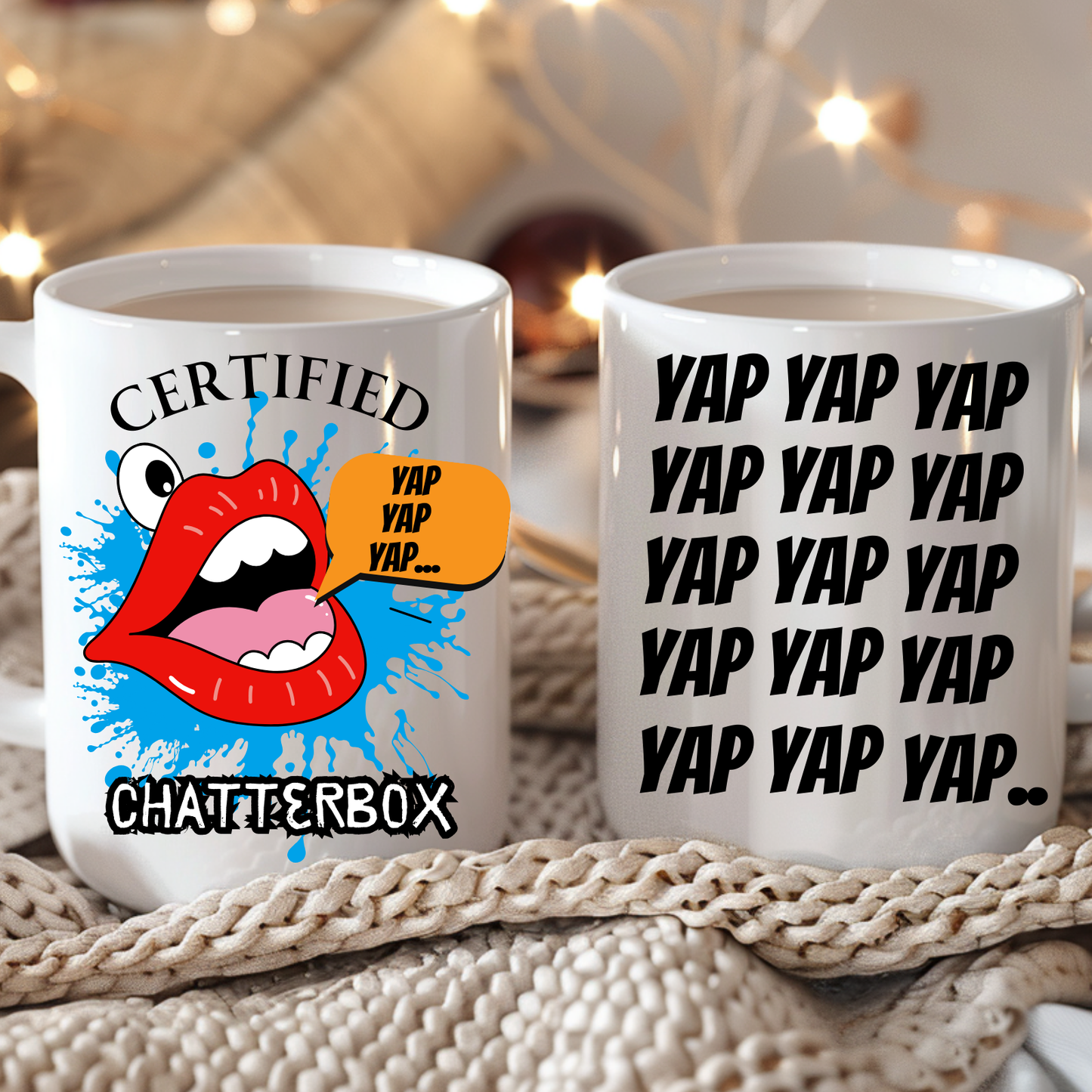 certified chatterbox gift gag mug- Chatty Cathy-Motor Mouth-Blabbermouth-Gossip Queen gift- gossip queen mug- big mouth mug- yap yap mug mug