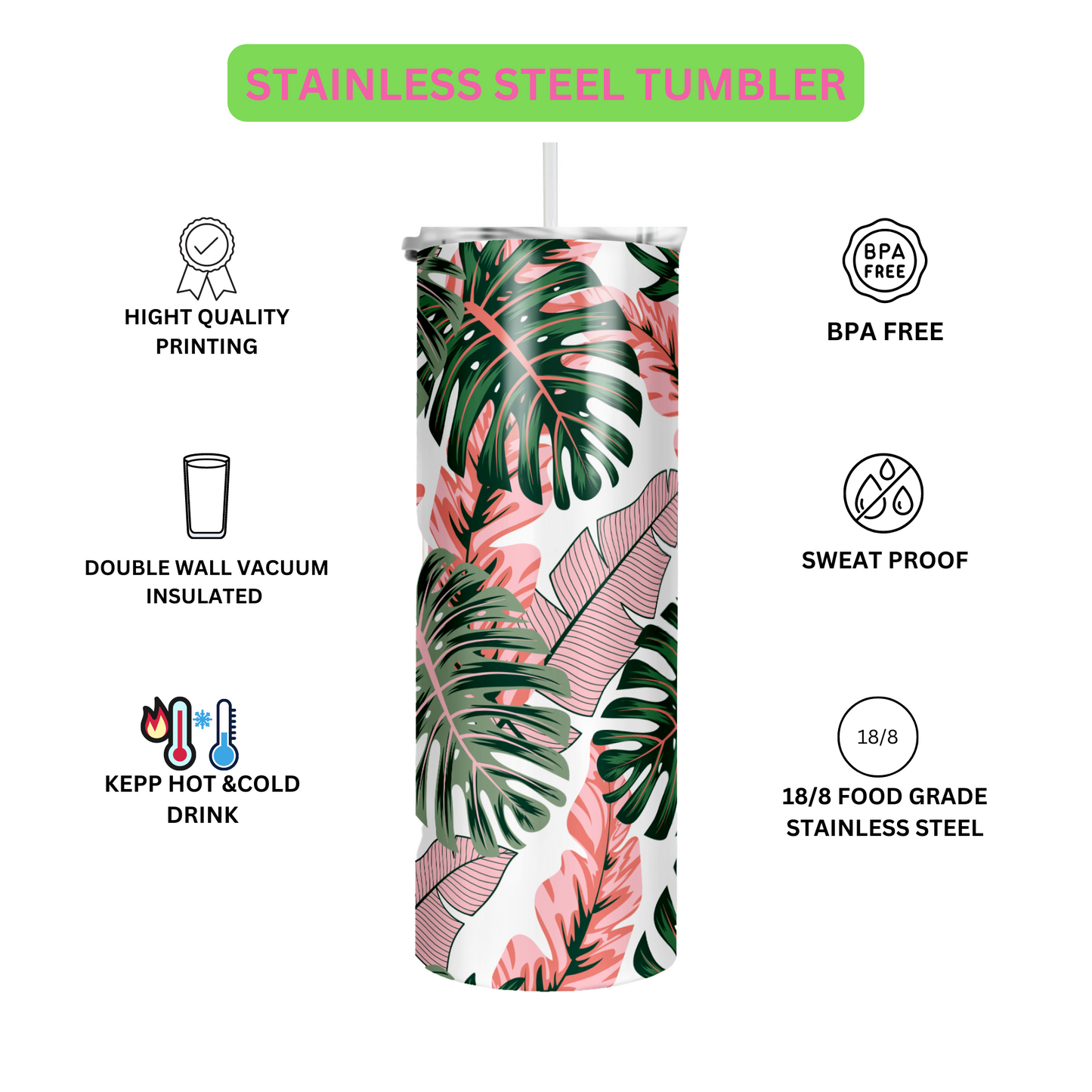 Leaf and plants tumbler - Mae-Liv
