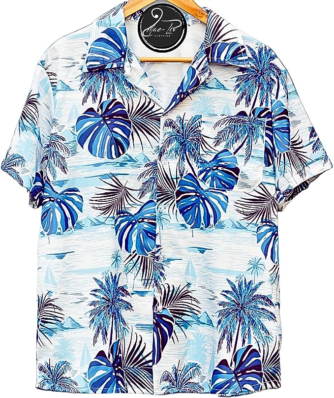 Mens Hawaiian Shirts,Mens Hawaiian Floral Shirts,Short Sleeve Casual Button Down Tropical- monstera leaf - Mae-Liv