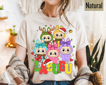 Cute Labubu Christmas Shirt – Cute Holiday Monster  sweatshirt, Christmas Cartoon Hoodie, Trending Cartoon Monster Graphic Tee | Kawaii Labubu Shirt for Fans | Fun Character T-Shirt Gift Idea