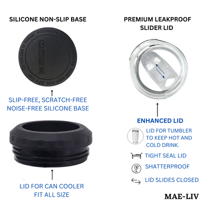 5-in-1 Can Cooler Insulated - Fit All in One Slim Beer Can Cooler for 12 To 16 Oz Bottles | Double-walled, BPA Free, Stainless Steel Tumbler | Can Holders For Drinks with a Lid & Straw (Golf) - Mae-Liv