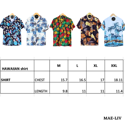 Mens Hawaiian Shirts,Mens Hawaiian Floral Shirts,Short Sleeve Casual Button Down Tropical- brown leaves - Mae-Liv