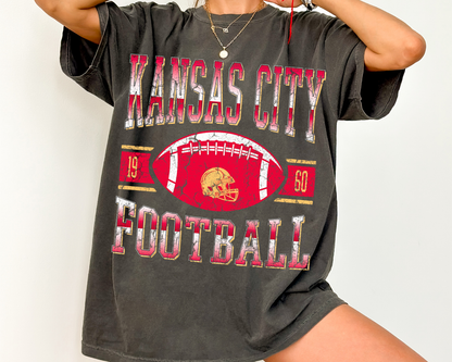 Comfort Colors Kansas City Football Shirt | Trendy Kansas Fan Tee | Game Day Shirt | Gift for Her | Popular KC Football T-Shirt