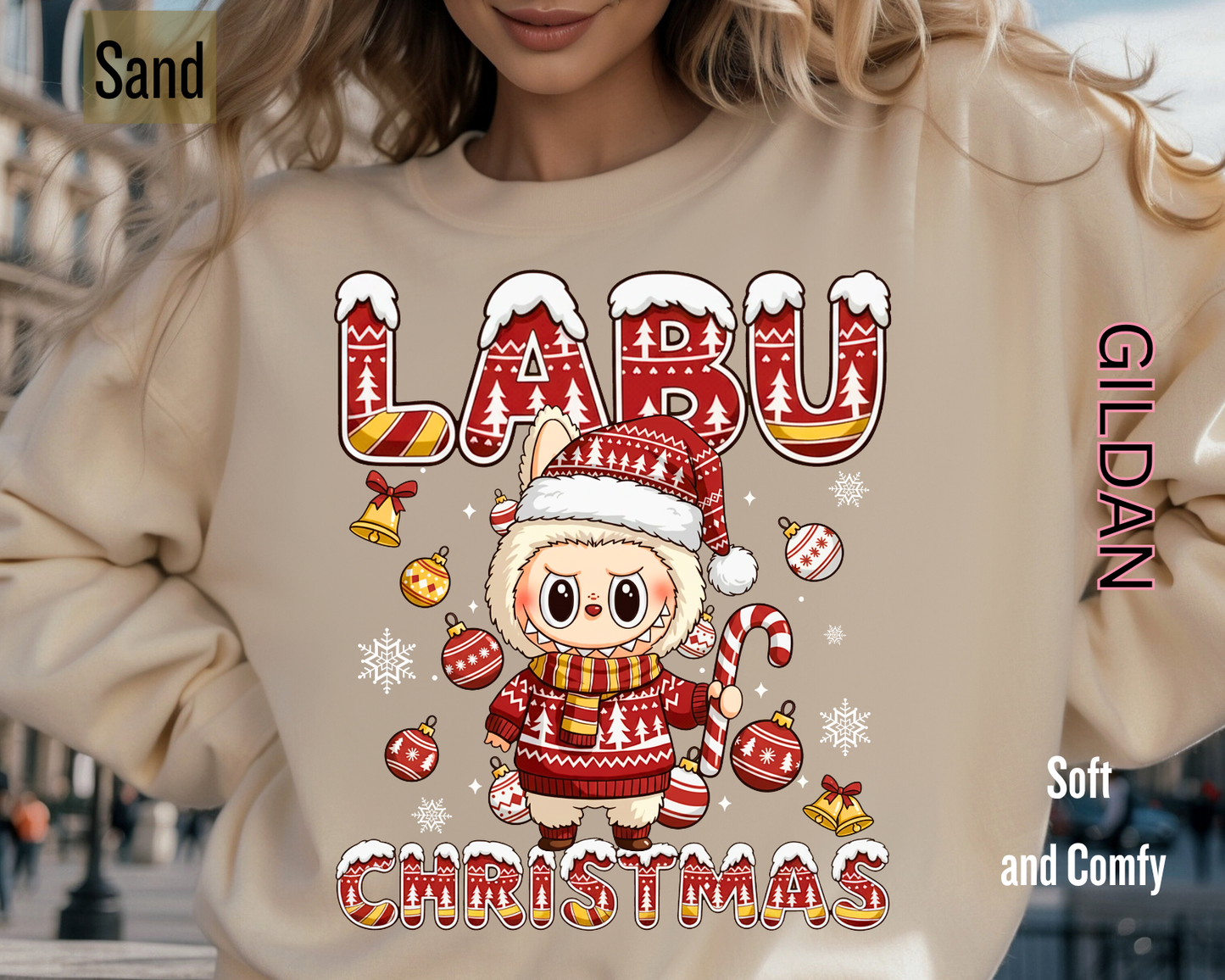 Cute Labubu Christmas Shirt – Cute Holiday Monster  sweatshirt, Christmas Cartoon Hoodie, Trending Cartoon Monster Graphic Tee | Kawaii Labubu Shirt for Fans | Fun Character T-Shirt Gift Idea