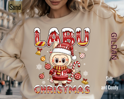 Cute Labubu Christmas Shirt – Cute Holiday Monster  sweatshirt, Christmas Cartoon Hoodie, Trending Cartoon Monster Graphic Tee | Kawaii Labubu Shirt for Fans | Fun Character T-Shirt Gift Idea