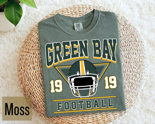 Comfort Colors Green Bay Football Shirt | Retro 1919 Helmet Tee | Vintage 80s Style Game Day T-Shirt | Trendy Packers Fan Gift