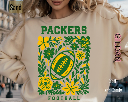 Green Bay Packers Sweatshirt | Retro Football Fan Crewneck | Game Day Vintage Tee | Green Bay Football Shirt