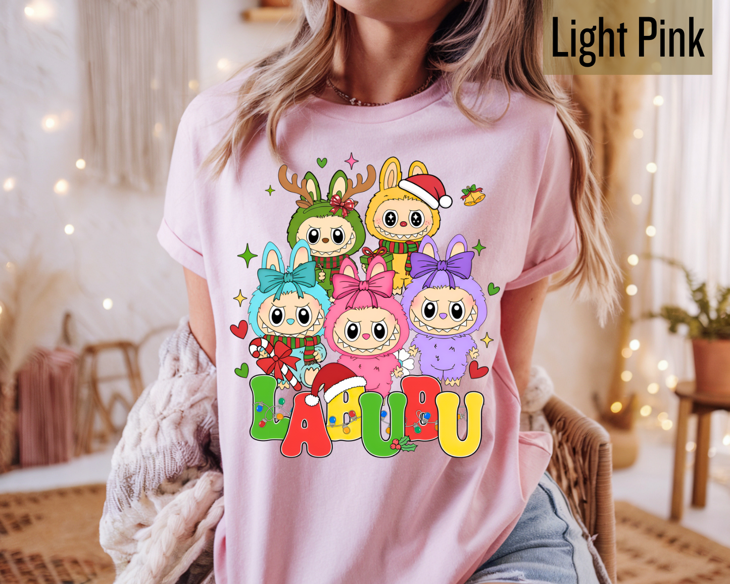 Cute Labubu Christmas Shirt – Cute Holiday Monster  sweatshirt, Christmas Cartoon Hoodie, Trending Cartoon Monster Graphic Tee | Kawaii Labubu Shirt for Fans | Fun Character T-Shirt Gift Idea