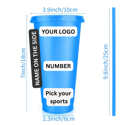 Personalized Sports Cups with Lids & Straws,Team Spirit Party Cups-Make Every Game Day a Party!