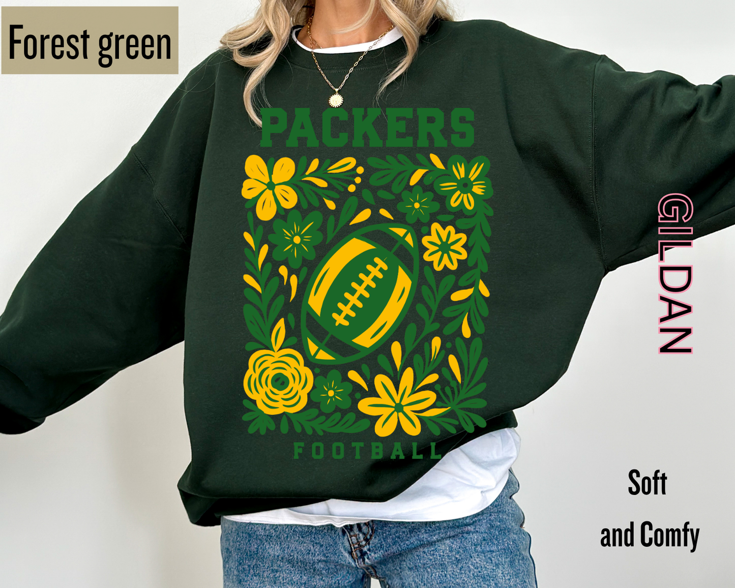 Green Bay Packers Sweatshirt | Retro Football Fan Crewneck | Game Day Vintage Tee | Green Bay Football Shirt