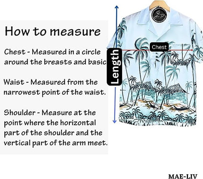 Mens Hawaiian Shirts,Mens Hawaiian Floral Shirts,Short Sleeve Casual Button Down Tropical- Palm tree - Mae-Liv