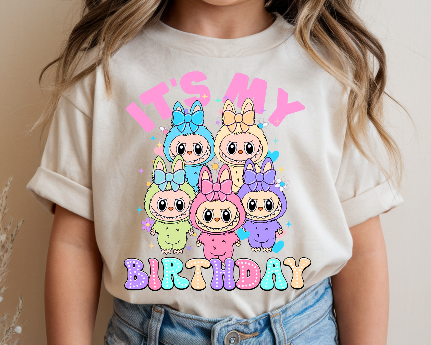 Double-Sided Cute Labubu Birthday T-Shirt | Trending Cartoon Monster Graphic Tee birthday | Kawaii Labubu Shirt for Fans | Fun Character T-Shirt Gift Idea