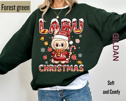 Cute Labubu Christmas Shirt – Cute Holiday Monster  sweatshirt, Christmas Cartoon Hoodie, Trending Cartoon Monster Graphic Tee | Kawaii Labubu Shirt for Fans | Fun Character T-Shirt Gift Idea