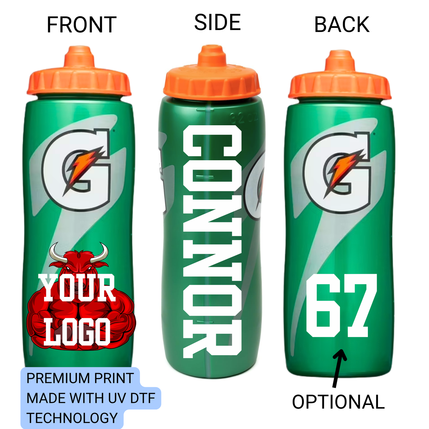Personalized Gatorade Bottle, Custom Sports Water Bottle, Team Gift,Birthday Party Favor,Basketball,Football,Baseball,Soccer,Lacrosse,Hockey