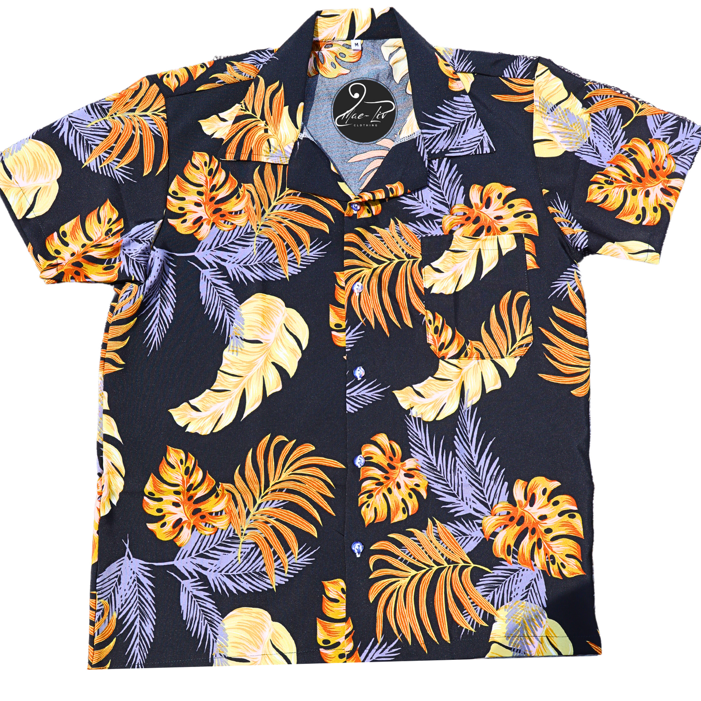 Mens Hawaiian Shirts,Mens Hawaiian Floral Shirts,Short Sleeve Casual Button Down Tropical- brown leaves - Mae-Liv