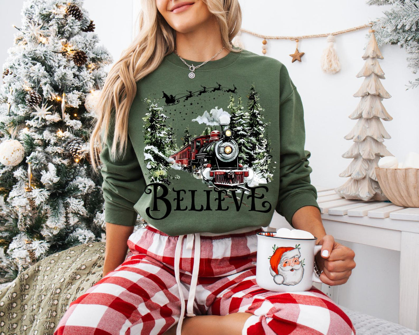 Polar Express Family Sweatshirt | All Aboard Christmas “Believe” Sweater | Matching Family Xmas Crewneck | Merry Christmas Hoodie | Holiday Gift Idea