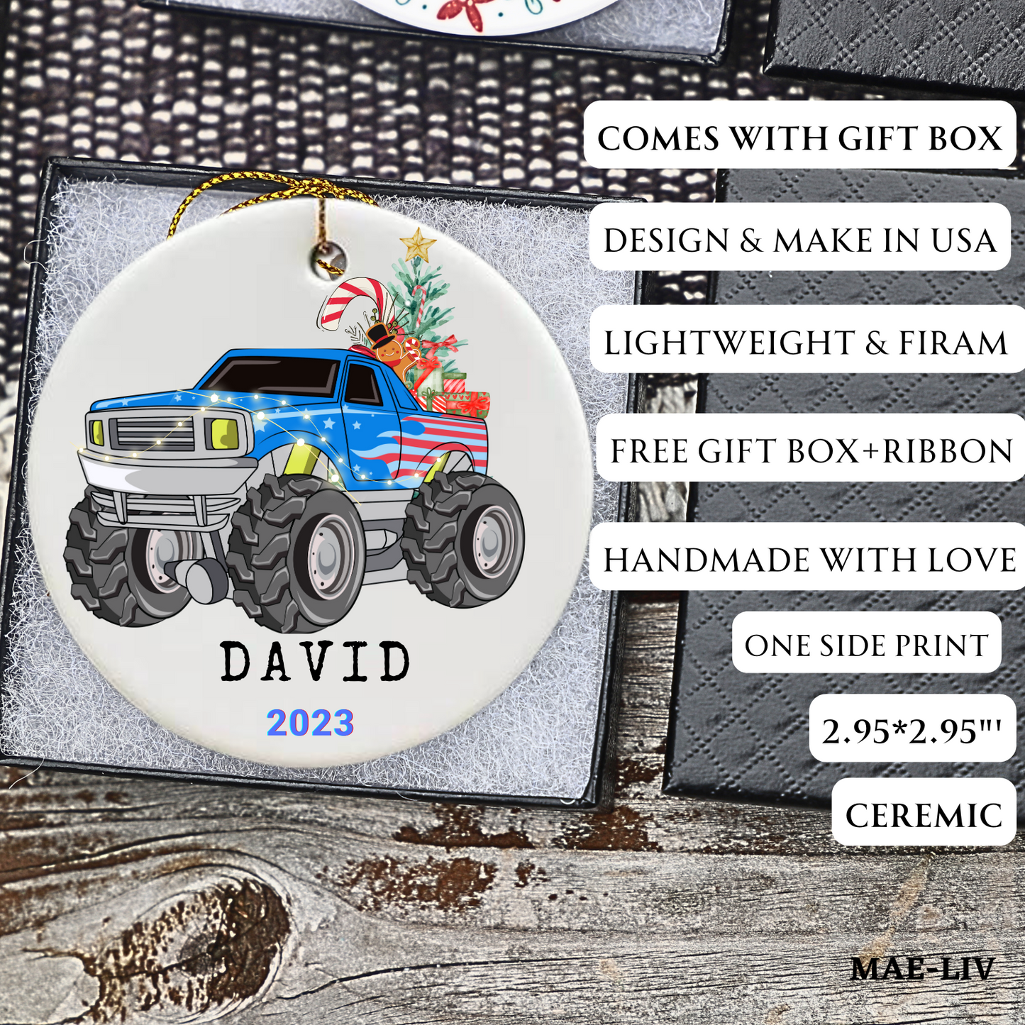 Baby's First Christmas Ornament- Personalized First Christmas car Ornament - Custom Animal Ornament-custom kid ornaments - Mae-Liv