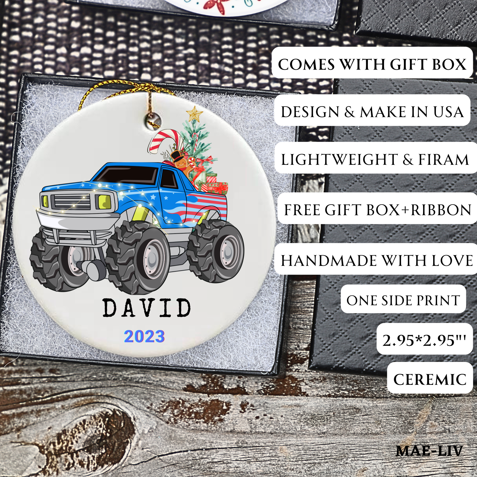 Baby's First Christmas Ornament- Personalized First Christmas car Ornament - Custom Animal Ornament-custom kid ornaments - Mae-Liv