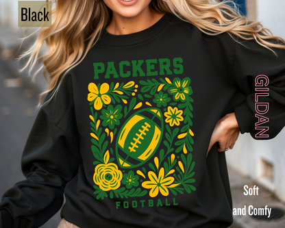 Green Bay Packers Sweatshirt | Retro Football Fan Crewneck | Game Day Vintage Tee | Green Bay Football Shirt