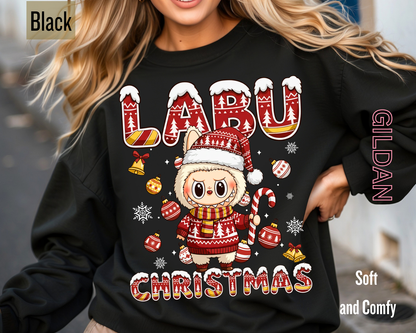 Cute Labubu Christmas Shirt – Cute Holiday Monster  sweatshirt, Christmas Cartoon Hoodie, Trending Cartoon Monster Graphic Tee | Kawaii Labubu Shirt for Fans | Fun Character T-Shirt Gift Idea