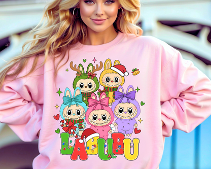 Cute Labubu Christmas Shirt – Cute Holiday Monster  sweatshirt, Christmas Cartoon Hoodie, Trending Cartoon Monster Graphic Tee | Kawaii Labubu Shirt for Fans | Fun Character T-Shirt Gift Idea