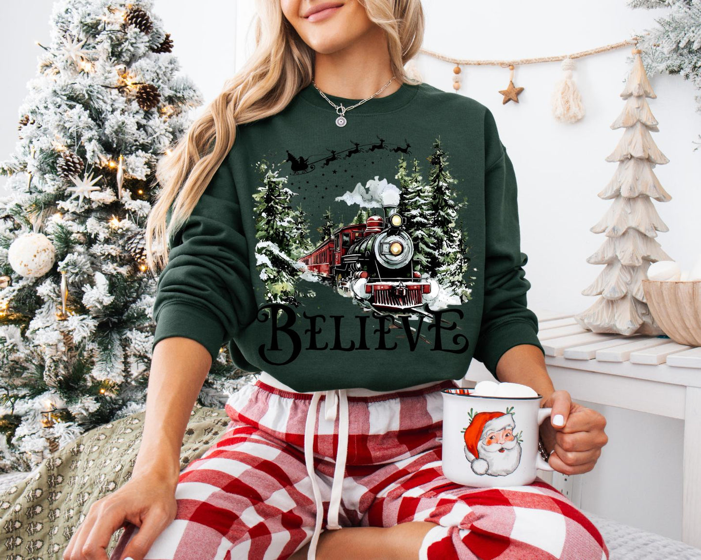 Polar Express Family Sweatshirt | All Aboard Christmas “Believe” Sweater | Matching Family Xmas Crewneck | Merry Christmas Hoodie | Holiday Gift Idea