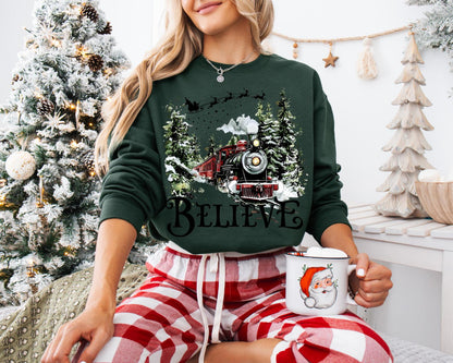 Polar Express Family Sweatshirt | All Aboard Christmas “Believe” Sweater | Matching Family Xmas Crewneck | Merry Christmas Hoodie | Holiday Gift Idea