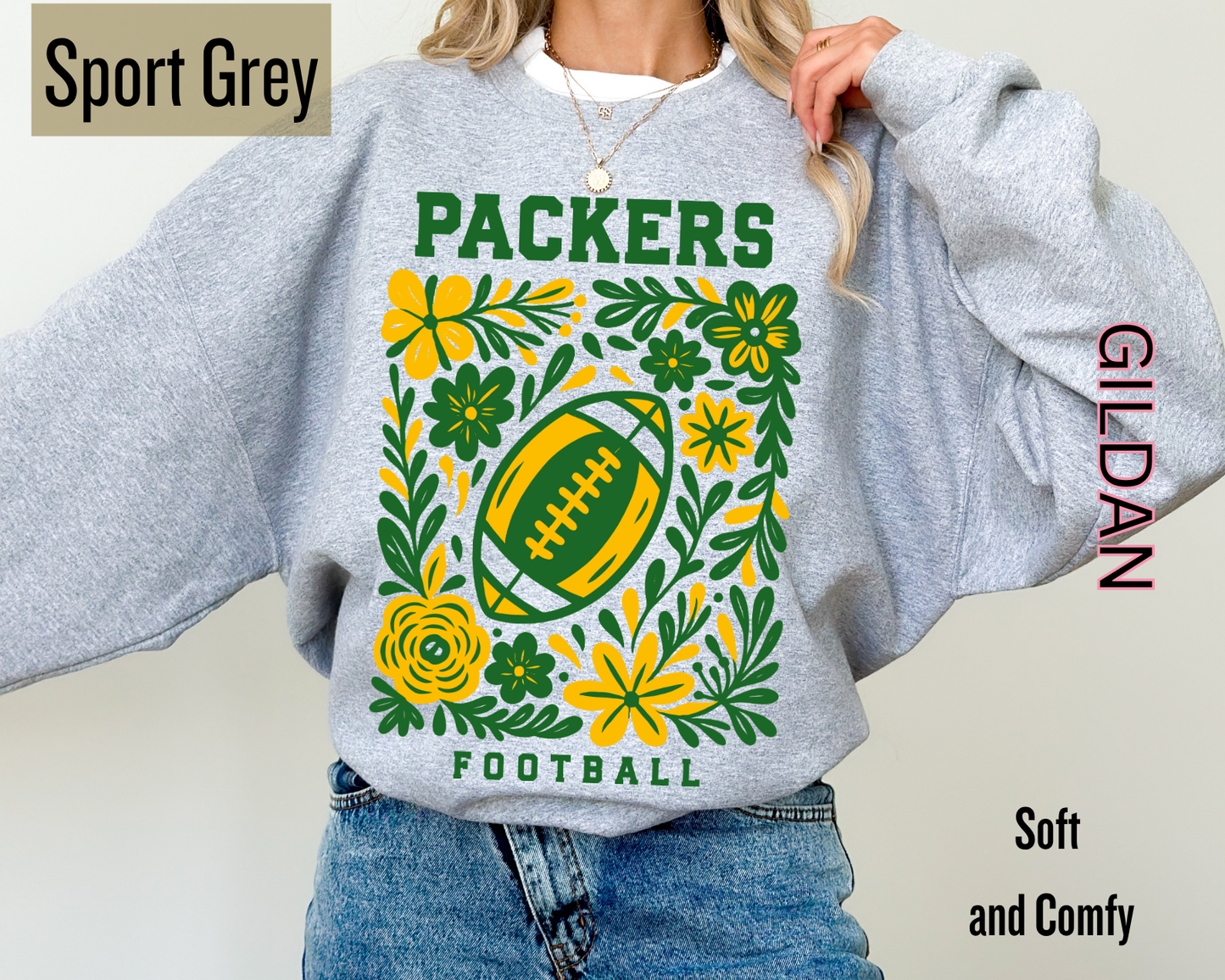 Green Bay Packers Sweatshirt | Retro Football Fan Crewneck | Game Day Vintage Tee | Green Bay Football Shirt