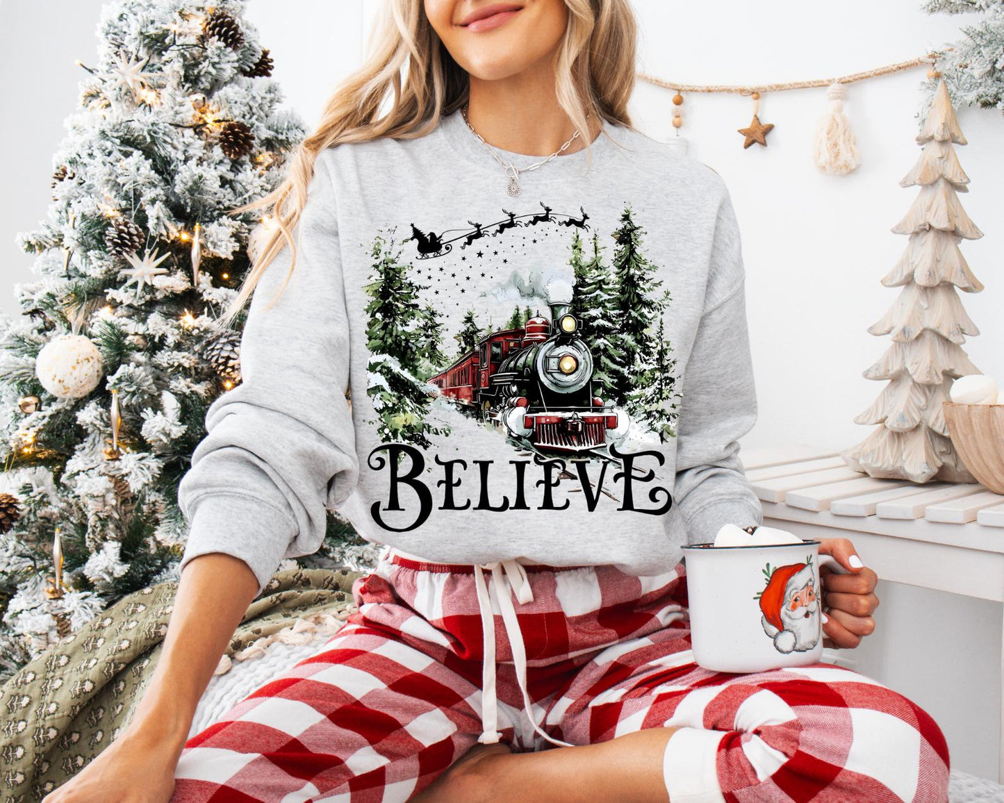 Polar Express Family Sweatshirt | All Aboard Christmas “Believe” Sweater | Matching Family Xmas Crewneck | Merry Christmas Hoodie | Holiday Gift Idea