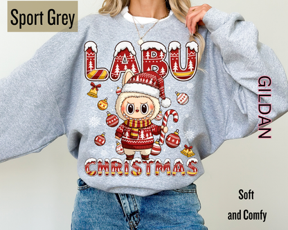 Cute Labubu Christmas Shirt – Cute Holiday Monster  sweatshirt, Christmas Cartoon Hoodie, Trending Cartoon Monster Graphic Tee | Kawaii Labubu Shirt for Fans | Fun Character T-Shirt Gift Idea