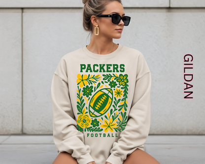 Green Bay Packers Sweatshirt | Retro Football Fan Crewneck | Game Day Vintage Tee | Green Bay Football Shirt