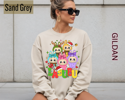 Cute Labubu Christmas Shirt – Cute Holiday Monster  sweatshirt, Christmas Cartoon Hoodie, Trending Cartoon Monster Graphic Tee | Kawaii Labubu Shirt for Fans | Fun Character T-Shirt Gift Idea