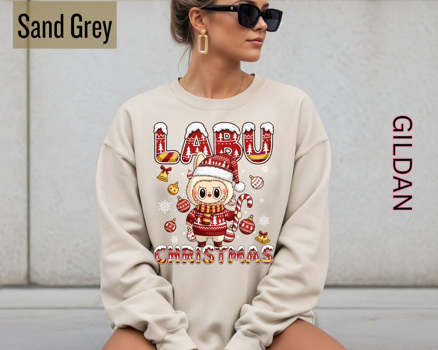 Cute Labubu Christmas Shirt – Cute Holiday Monster  sweatshirt, Christmas Cartoon Hoodie, Trending Cartoon Monster Graphic Tee | Kawaii Labubu Shirt for Fans | Fun Character T-Shirt Gift Idea