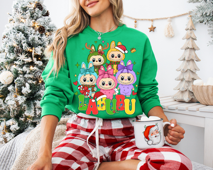 Cute Labubu Christmas Shirt – Cute Holiday Monster  sweatshirt, Christmas Cartoon Hoodie, Trending Cartoon Monster Graphic Tee | Kawaii Labubu Shirt for Fans | Fun Character T-Shirt Gift Idea