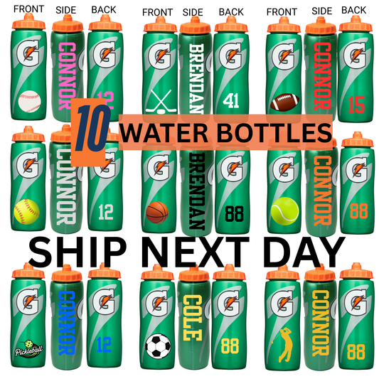 10 Bottle of Personalized Gatorade Bottle, Custom Sports Water Bottle, Team Gift,Birthday Party Favor,Basketball,Football,Baseball,Soccer,Lacrosse,Hockey