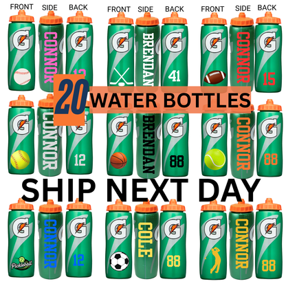 20 Bottle of Personalized Gatorade Bottle, Custom Sports Water Bottle, Team Gift,Birthday Party Favor,Basketball,Football,Baseball,Soccer,Lacrosse,Hockey