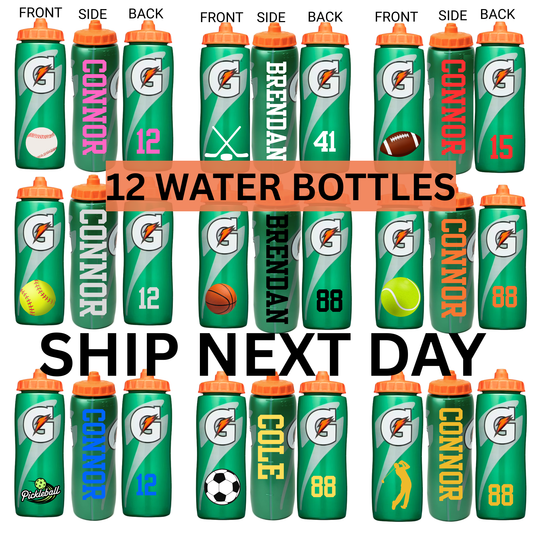 12 Bottle of Personalized Gatorade Bottle, Custom Sports Water Bottle, Team Gift,Birthday Party Favor,Basketball,Football,Baseball,Soccer,Lacrosse,Hockey