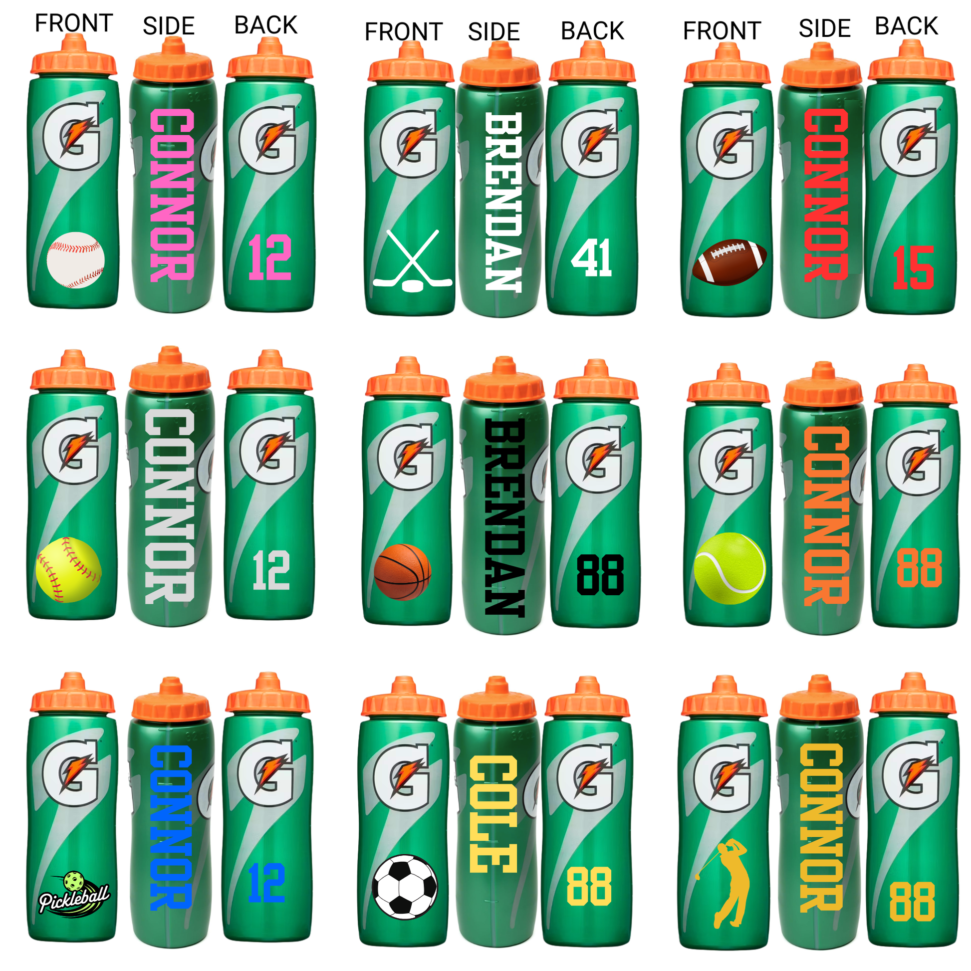 Personalized Gatorade Bottle, Custom Sports Water Bottle, Team Gift,Birthday Party Favor,Basketball,Football,Baseball,Soccer,Lacrosse,Hockey - Mae-Liv