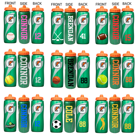 Personalized Gatorade Bottle, Custom Sports Water Bottle, Team Gift,Birthday Party Favor,Basketball,Football,Baseball,Soccer,Lacrosse,Hockey - Mae-Liv