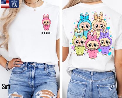 Double-Sided Cute Labubu T-Shirt | Trending Cartoon Monster Graphic Tee | Kawaii Labubu Shirt for Fans | Fun Character T-Shirt Gift Idea