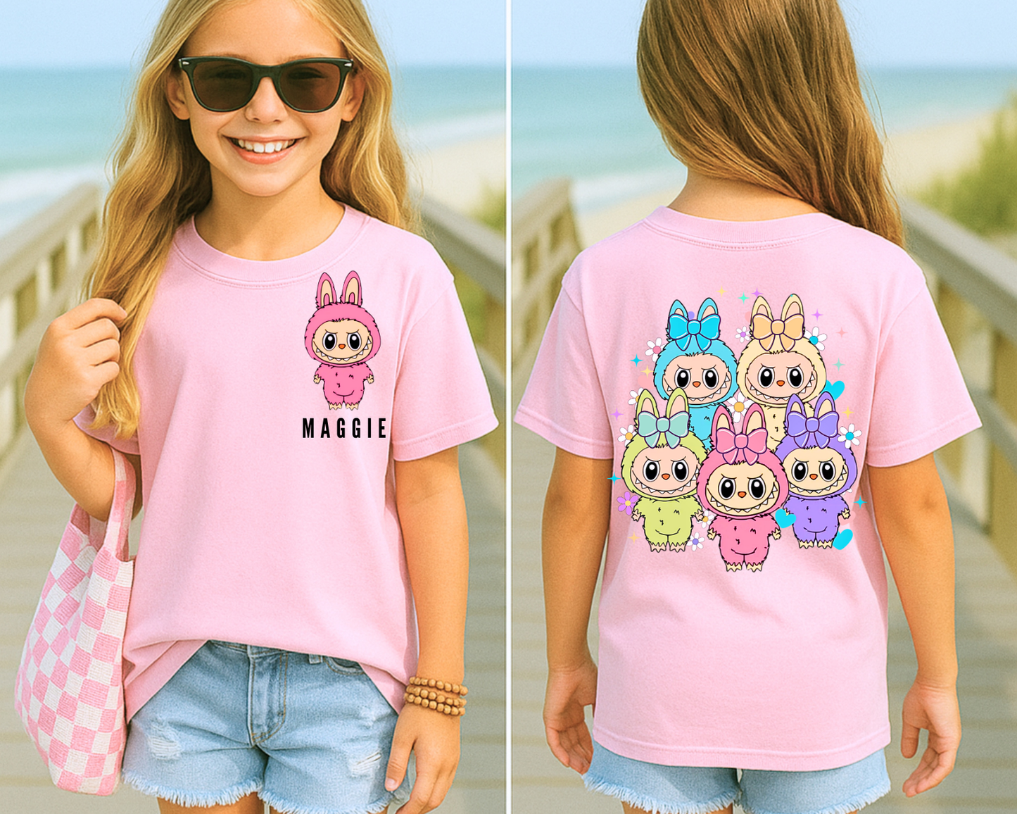Double-Sided Cute Labubu T-Shirt | Trending Cartoon Monster Graphic Tee | Kawaii Labubu Shirt for Fans | Fun Character T-Shirt Gift Idea